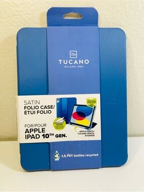 NEW Tucano MADE IN ITALY Satin Folio Case for Apple iPad 10th Gen - Blue